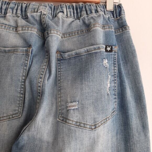 ZOO YORK / Jogger Hi-Rise Broken-In Jean Faded Distressed Blue Sz M Flawed - Picture 12 of 15